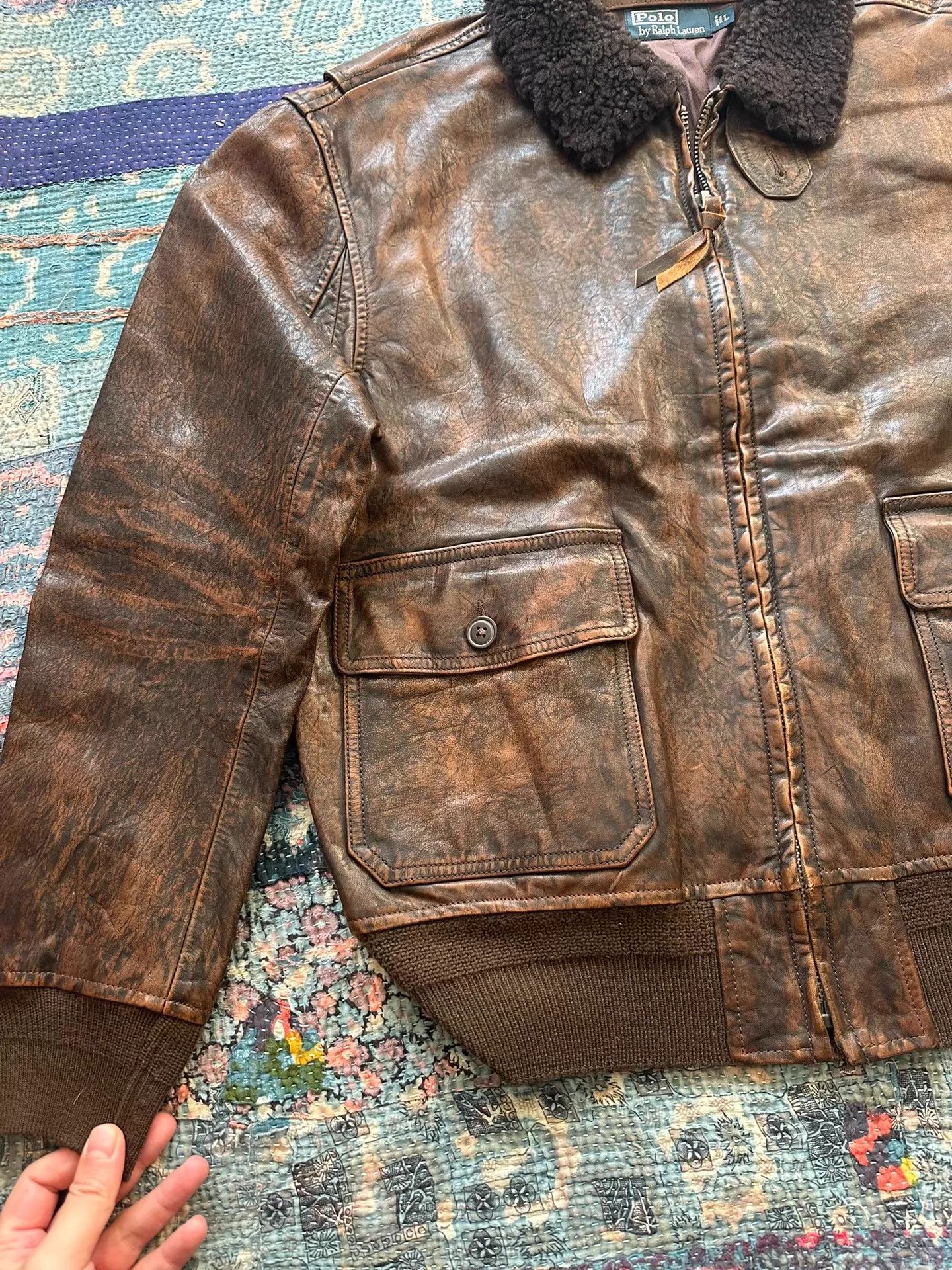 Polo Ralph Lauren Polo Ralph Lauren G1 Distressed Leather Fur Collar Size US L / EU 52-54 / 3 - 3 Thumbnail