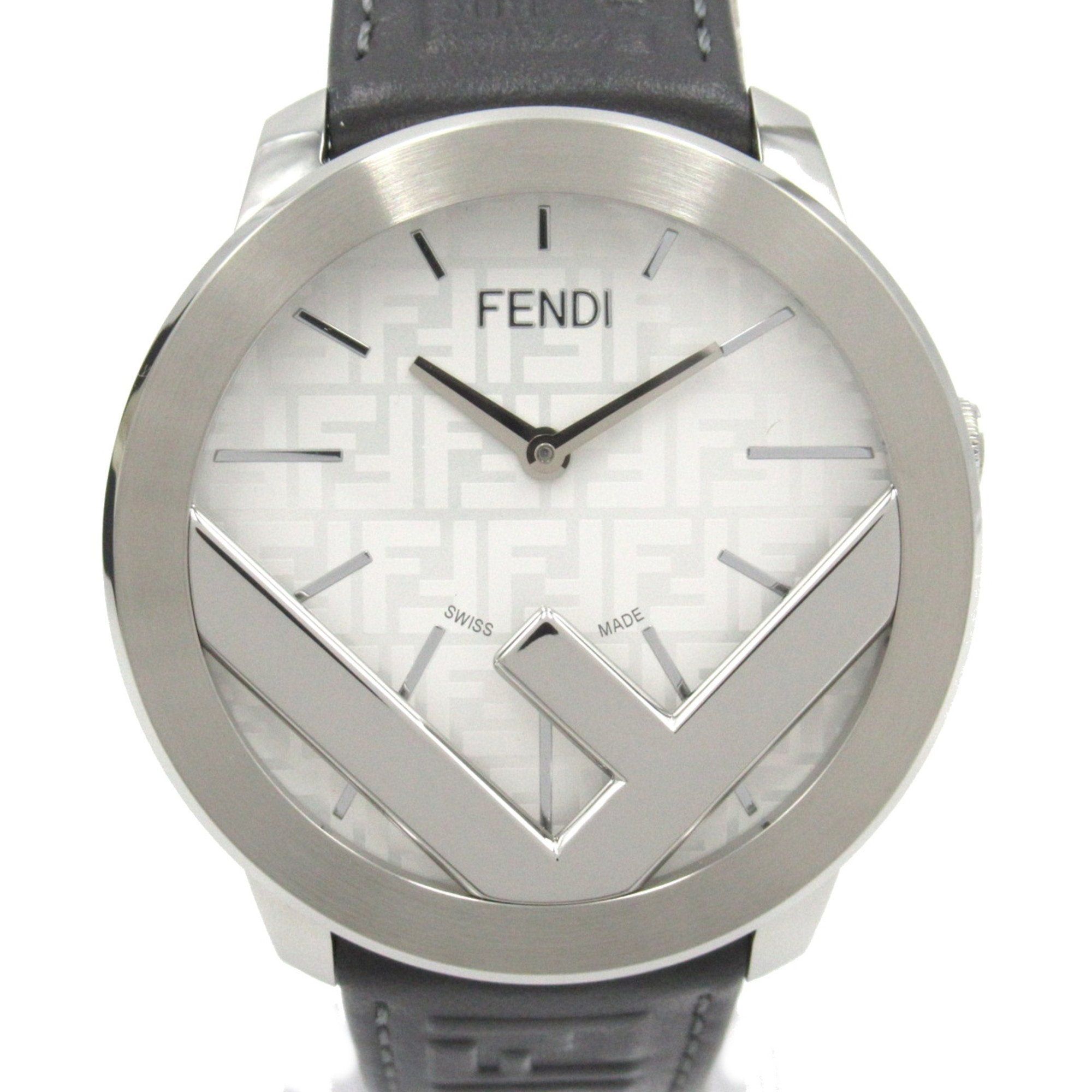 image of Fendi Ehuise Wrist Watch Fow972A17Of0Cc1 Quartz Gray Silver Stainless Steel Leather Fow972A17Of0Cc1