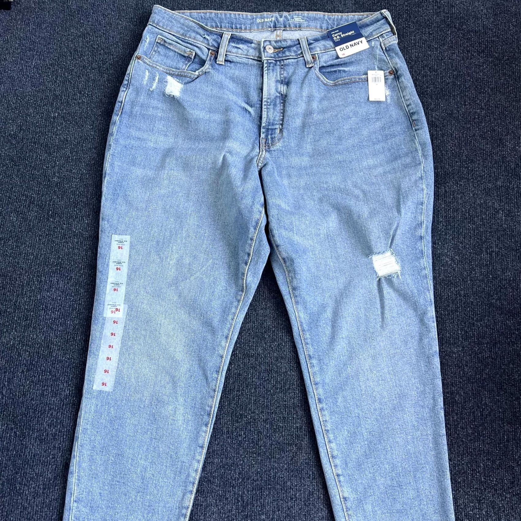 Old Navy Old Navy Curvy OG Straight Jeans Womens 16 Med Wash Blue High Rise Ankle Denim Size 38" / US 16 / IT 52 - 2 Thumbnail