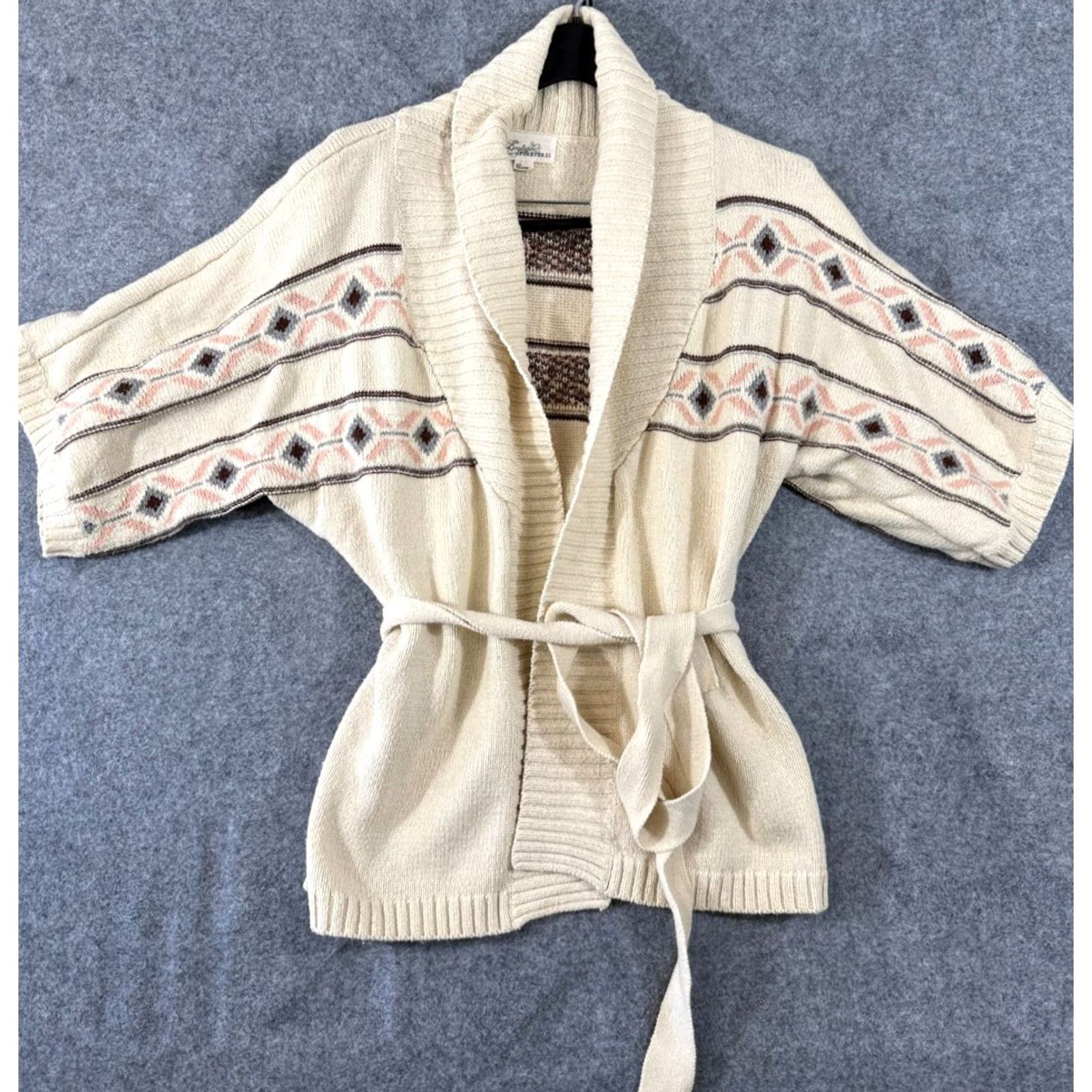 Forever 21 FOREVER 21 Cardigan Sweater Womens S Ivory Aztec Open Front Belted Knit Cardigan Beltded Size S / US 4 / IT 40 - 2 Thumbnail