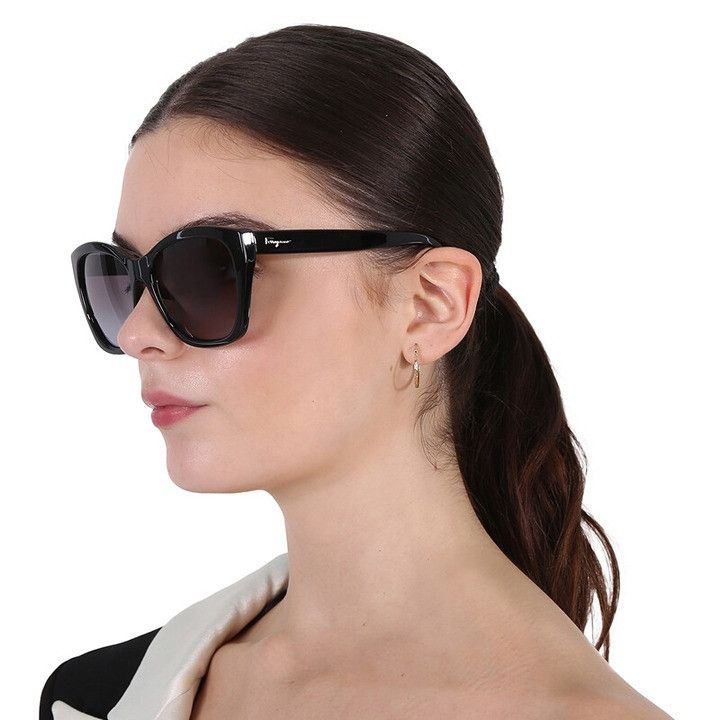 Salvatore Ferragamo Salvatore Ferragamo SF957S 001 Sunglasses Black Cat Eye Fram Size ONE SIZE - 2 Thumbnail