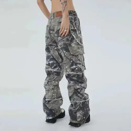 Japanese Brand × Vintage Retro hip-hop raw edge multi-pocket cargo jeans Size US 32 / EU 48 - 2 Thumbnail