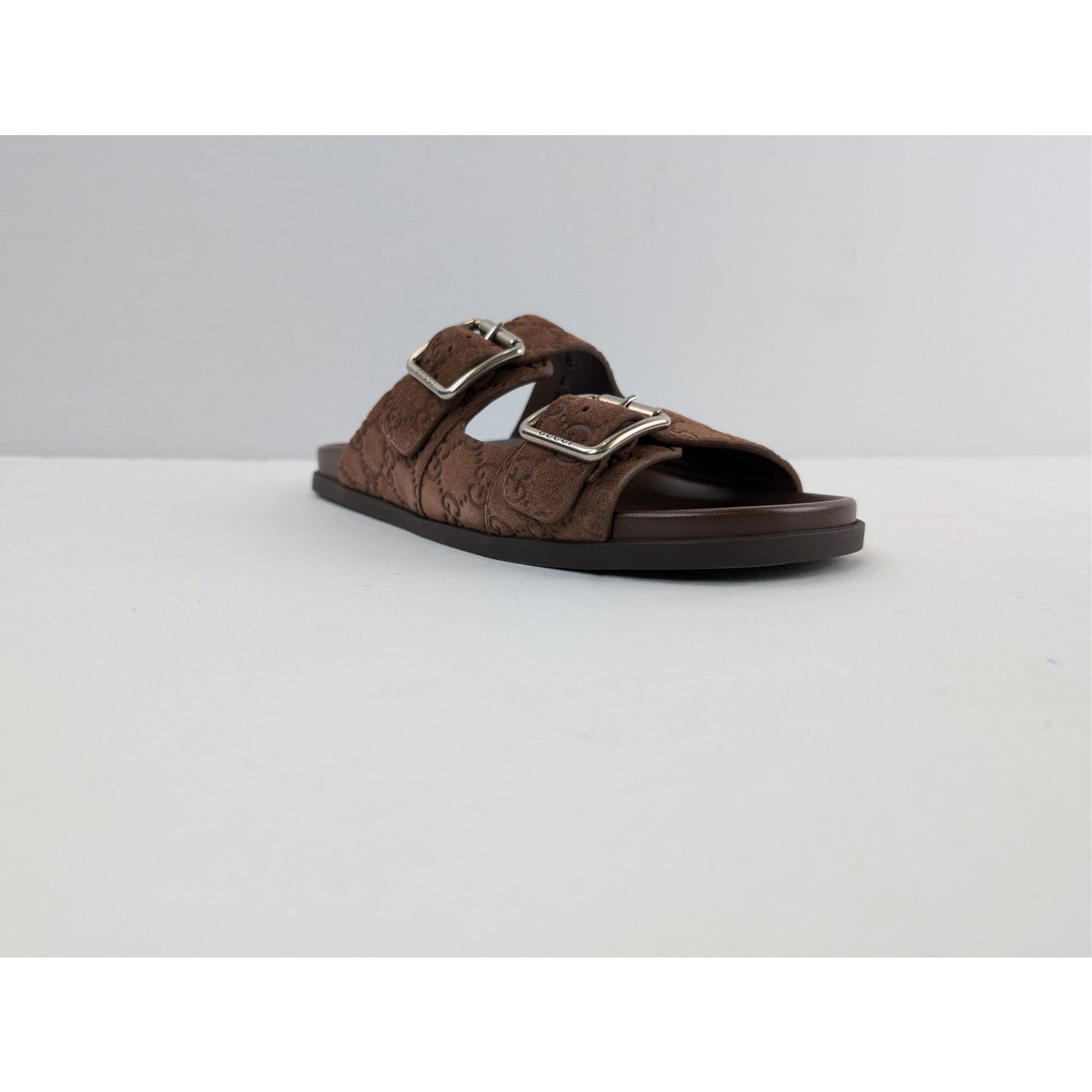 Gucci o1rshd1 Leather Slide Sandals in Brown Size US 11.5 / EU 44-45 - 2 Thumbnail