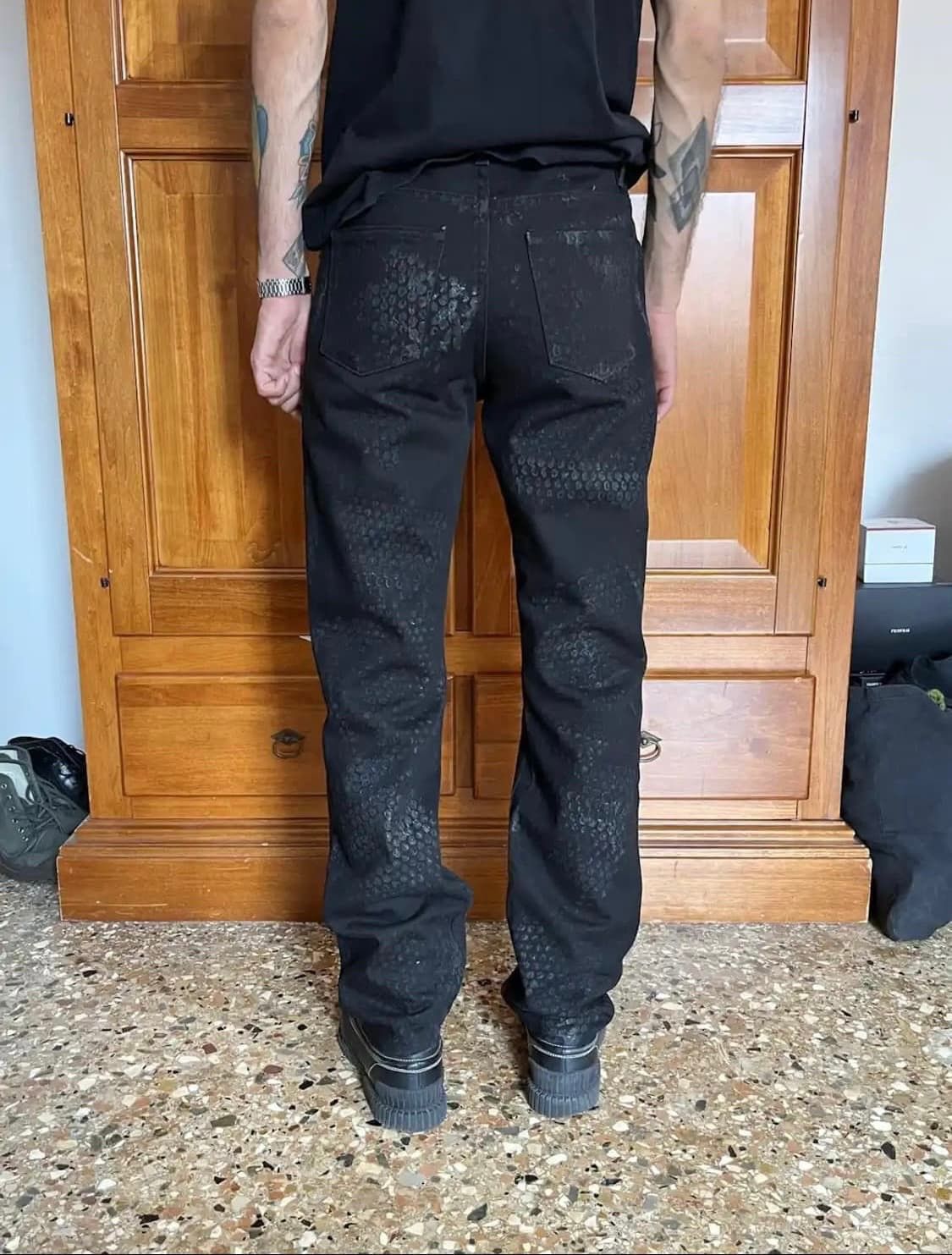 Archived! SS2003 Helmut Lang Rubber Tire Printed Denim