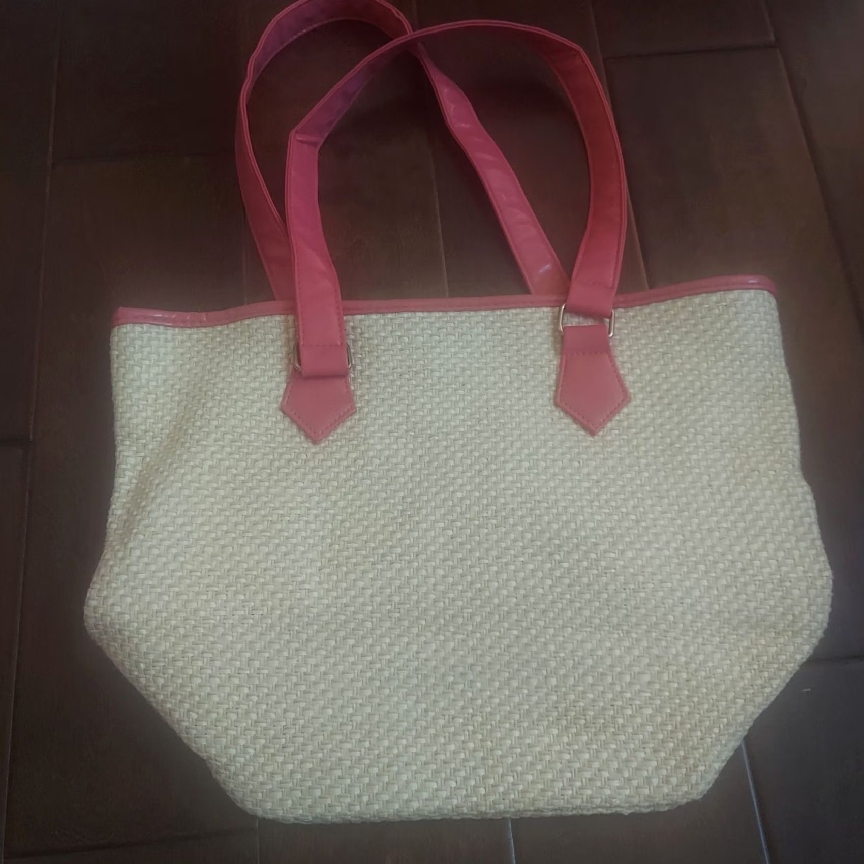 Nordstrom NORDSTROM Leather Trim Pink Shoulder Bag Small 11" 14" Women Vintage? No (adjust) Size ONE SIZE - 4 Thumbnail