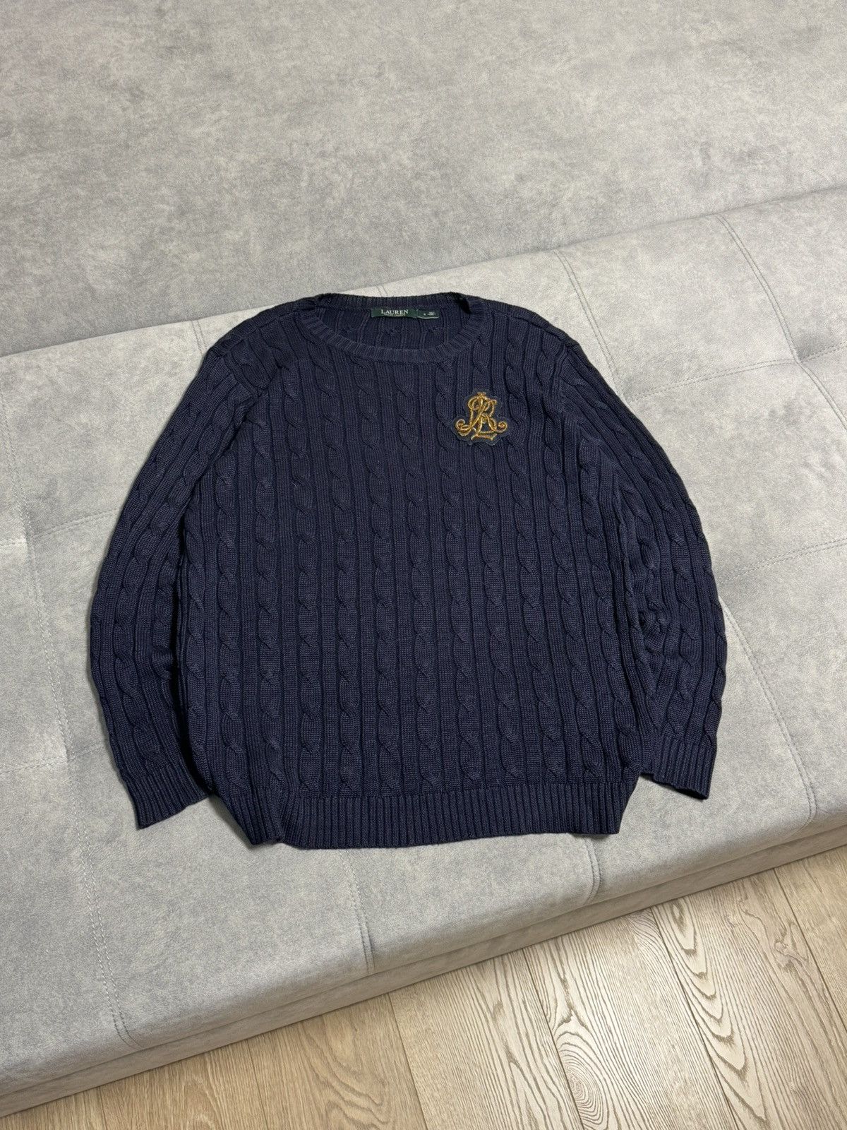 Polo Ralph Lauren × Vintage Vintage Polo Ralph Lauren cable knit sweater navy S M size Size US M / EU 48-50 / 2 - 2 Thumbnail