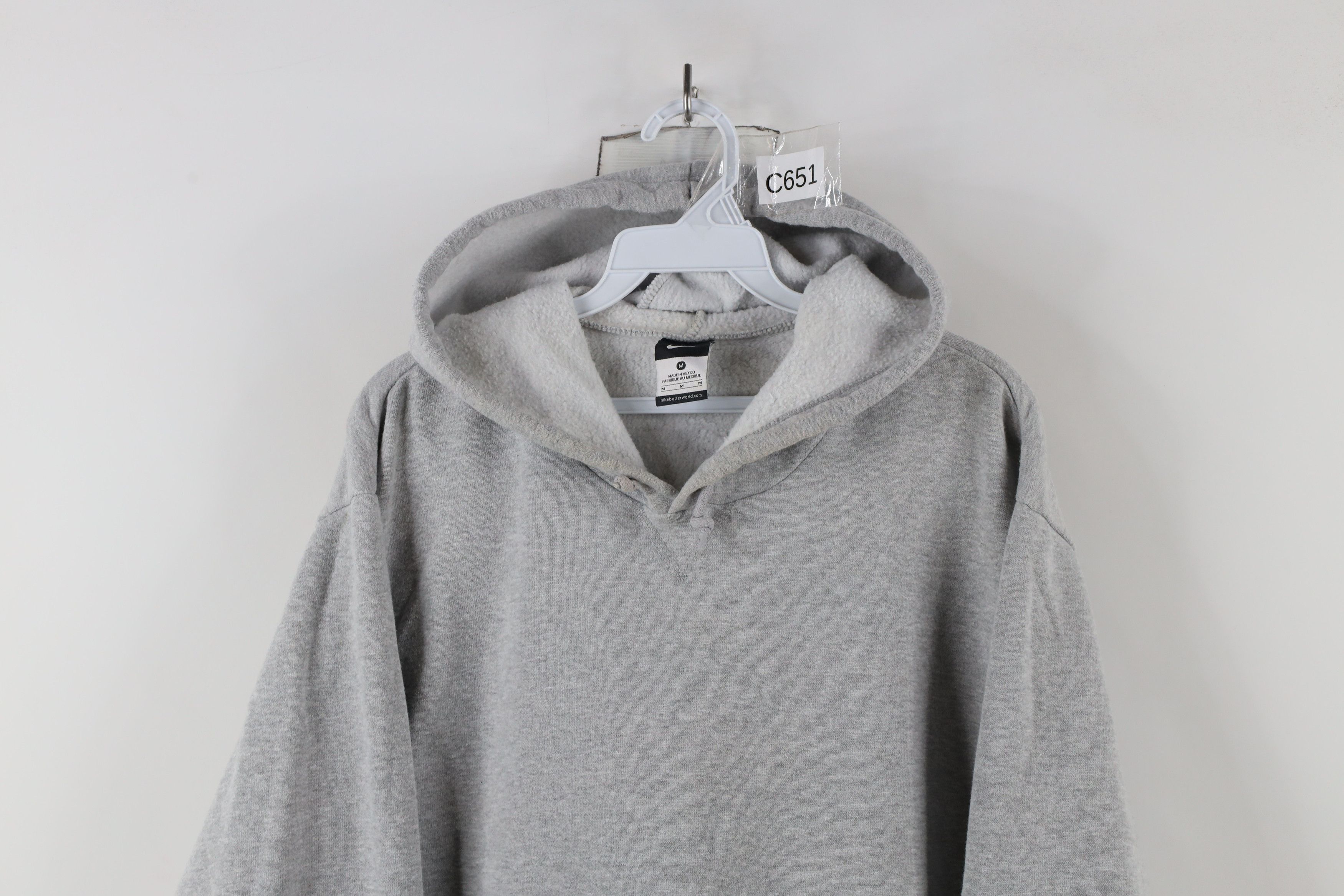 VTG Nike CENTER SWOOSH Hoodie 90/00s Heather Gray A+ wear/fade good XL