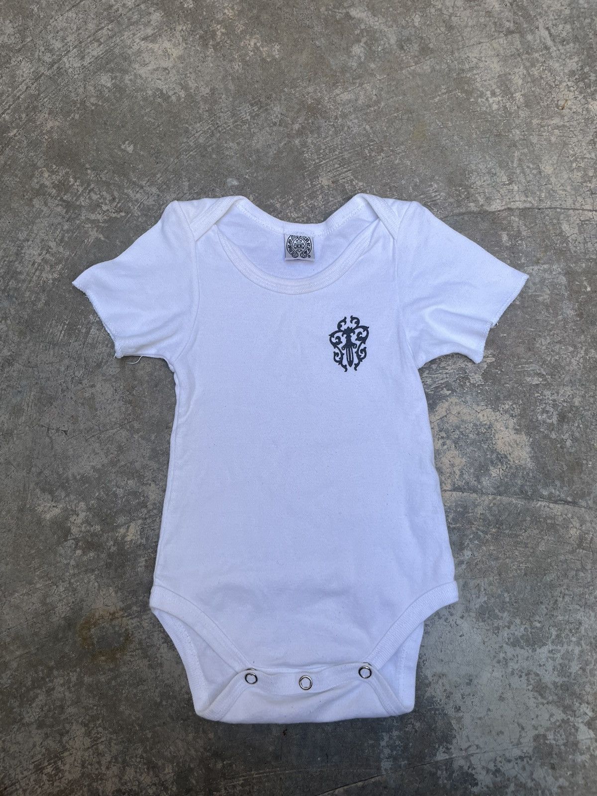 image of Chrome Hearts Dagger Baby Onesie in White, Men's