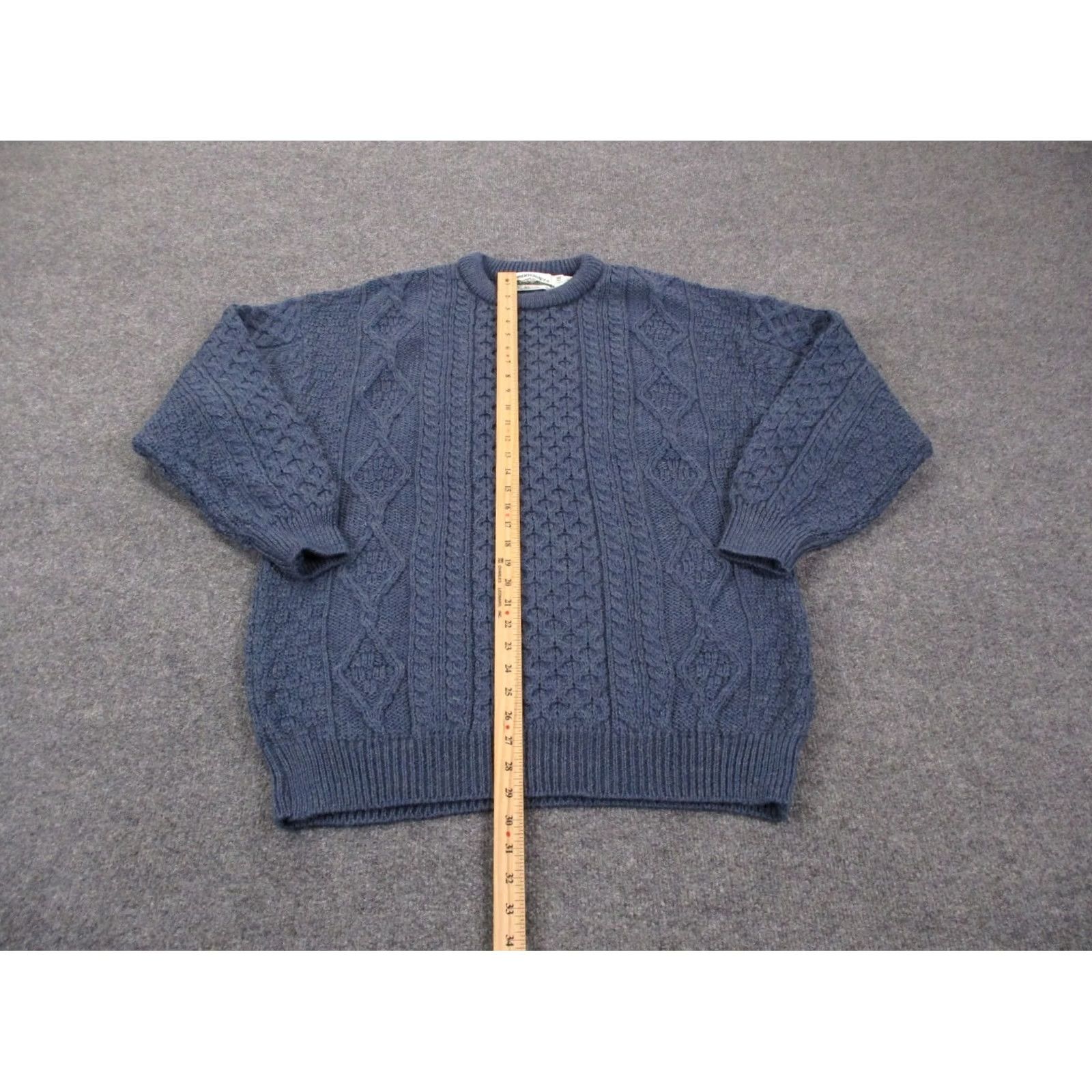 Vintage Aran Crafts Sweater Mens 2XL Blue Wool Cable Knit Fisherman Ireland Chunky Heavy Size US XXL / EU 58 / 5 - 3 Thumbnail