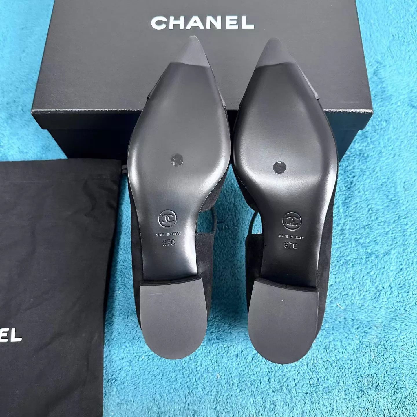 Chanel Chanel 25A Satin Pointed T-bar Mary Janes Black 37 Size US 6.5 / IT 36.5 - 5 Thumbnail