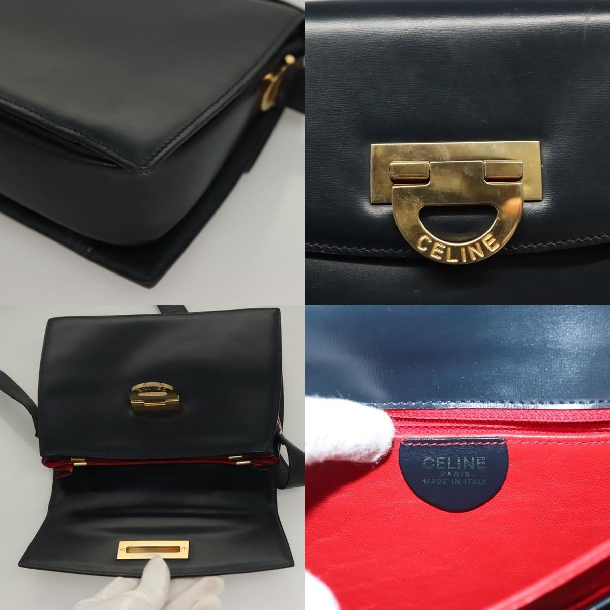 Celine CELINE Shoulder Bag Leather Navy Gold Size ONE SIZE - 11 Thumbnail