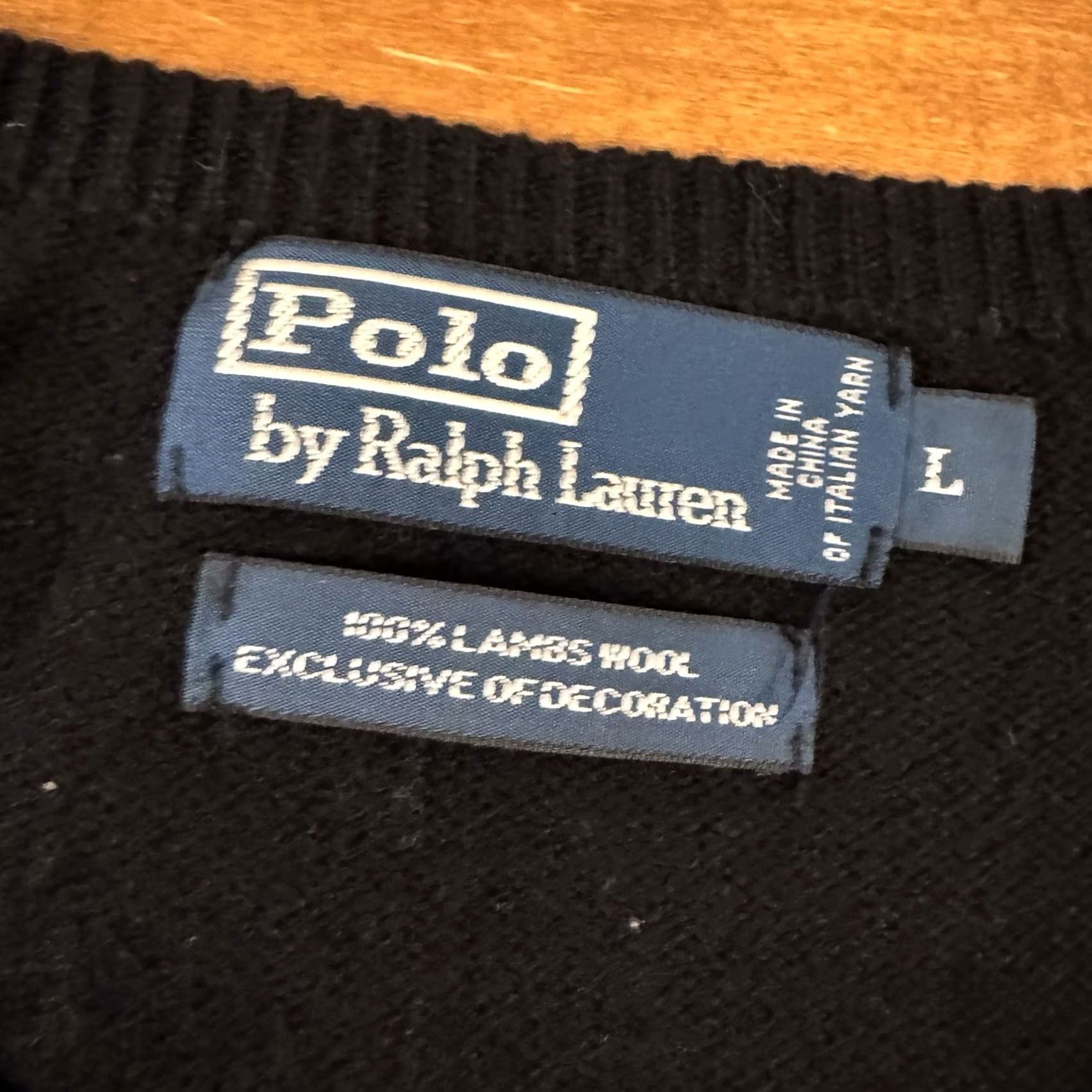 Polo Ralph Lauren VINTAGE Polo Ralph Lauren Sweater Mens Large Black Pullover Lambs Wool Long Sleeve Size US L / EU 52-54 / 3 - 2 Thumbnail