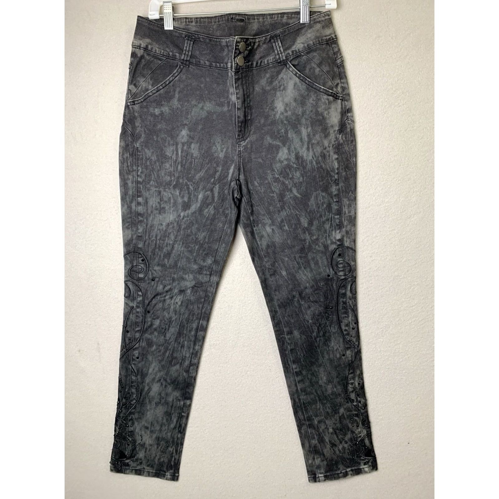 Soft Surroundings NWOT Soft Surroundings Jeans - Womens Size 8 Black Mottled Bedazzled Boho Denim Size 30" / US 8 / IT 44 - 2 Thumbnail