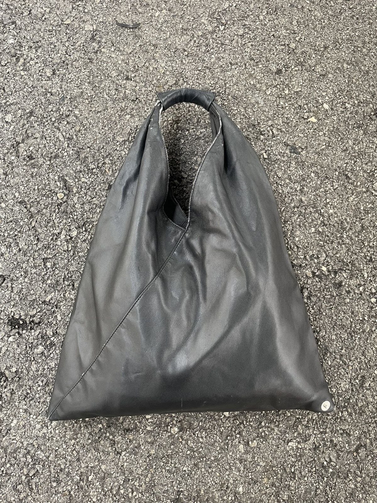 ⚪*️様 MM6 maison margiela fake leather sh MM6 Maison Margiela // Black Faux Leather New Japanese Mini