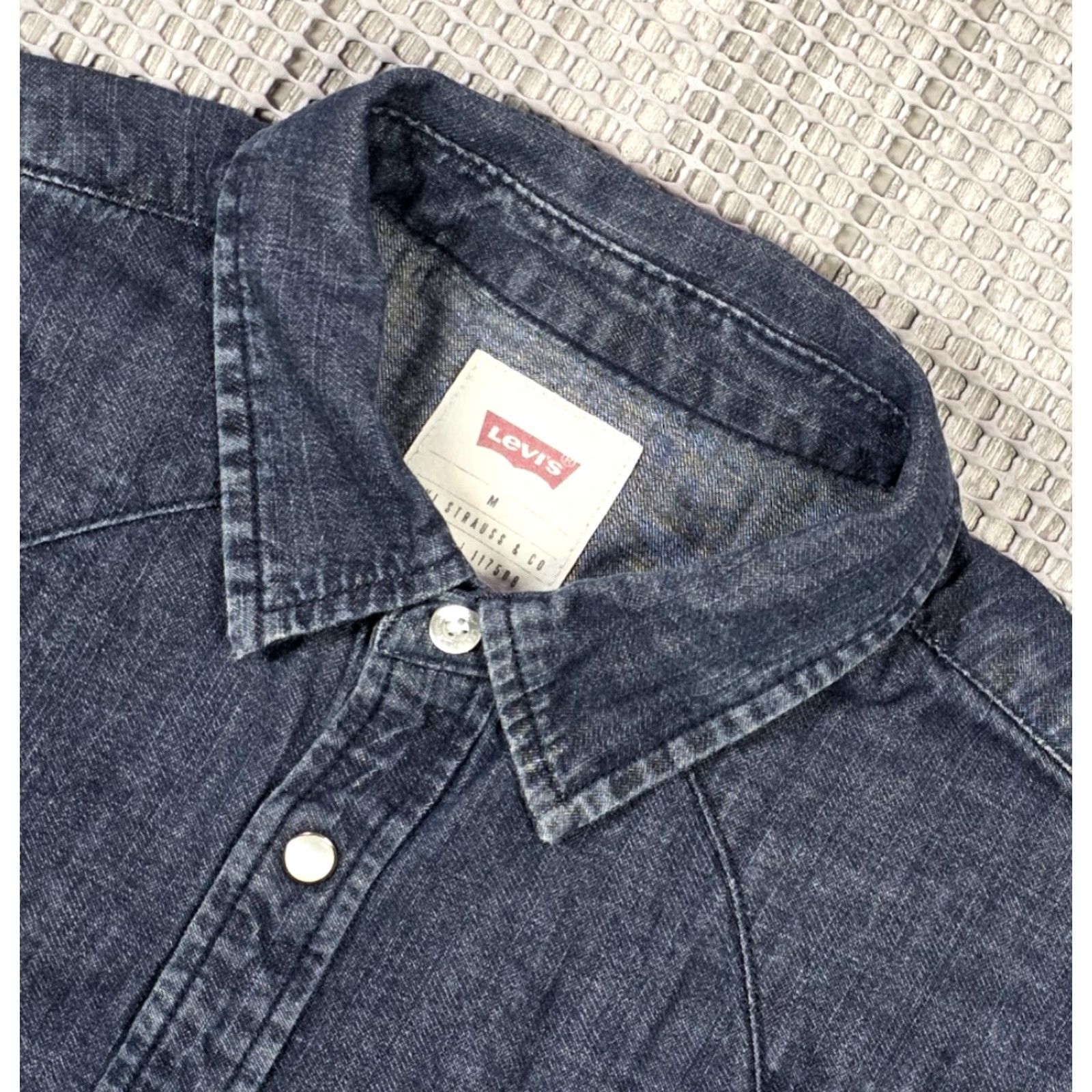 Levi's Levi’s Denim Western Pearl Snap Long Sleeve Blue Mens M Stretch Indigo Shirt Size US M / EU 48-50 / 2 - 5 Thumbnail