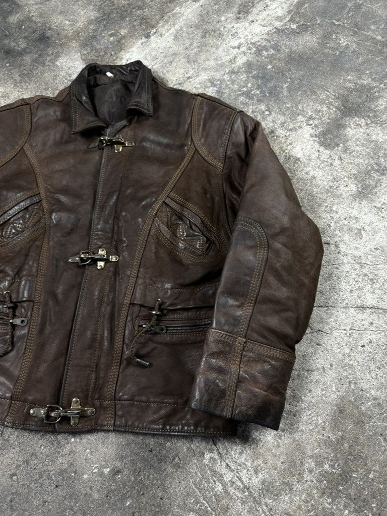 Vintage 90s Vintage Fireman Clasp Leather Bomber Jacket Size US M / EU 48-50 / 2 - 3 Thumbnail