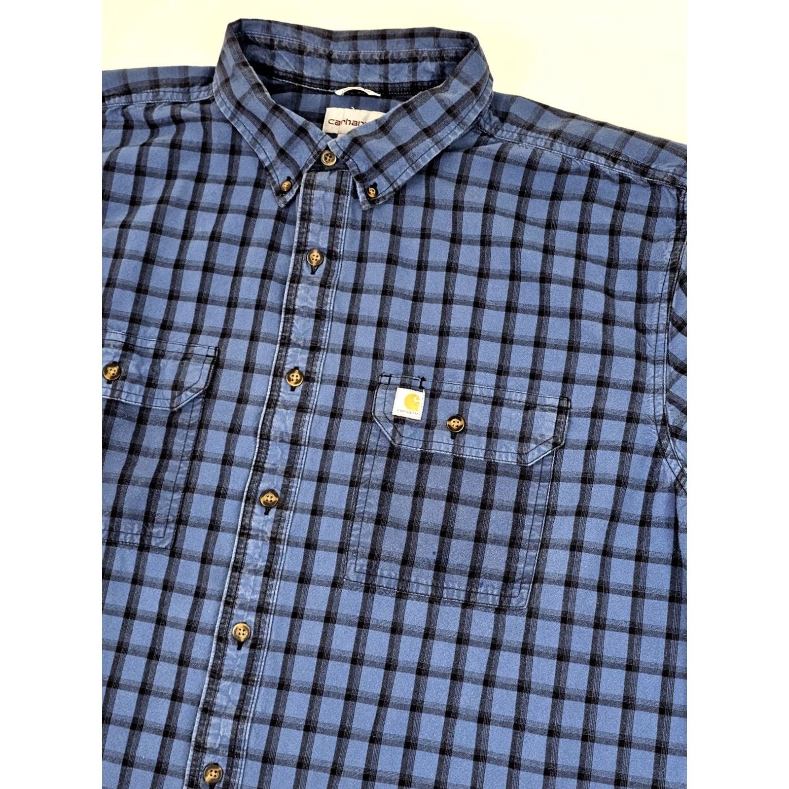 Carhartt Carhartt Original Fit Flannel Plaid Shirt Men 3XLT Tall Heavyweight Blue Check Shirt Size US XXL / EU 58 / 5 - 2 Thumbnail