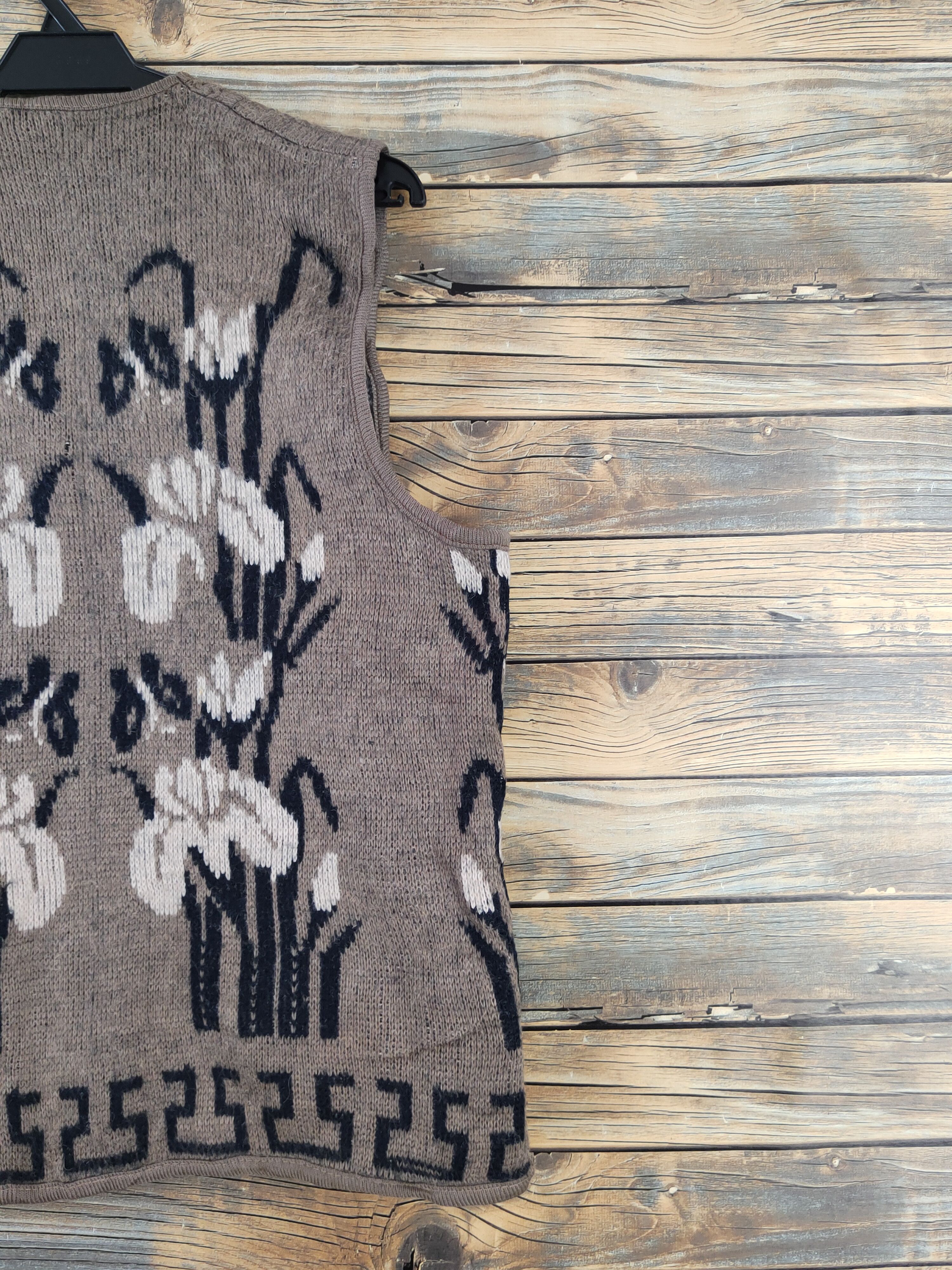 Homespun Knitwear × Japanese Brand × Vintage Vintage Art designs Japanese Brand Brown Knitwear Vests Size M / US 6-8 / IT 42-44 - 9 Thumbnail