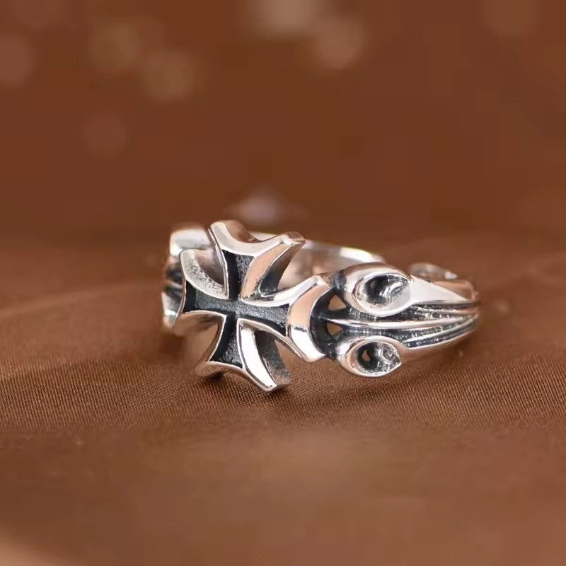 Jewelry Cross Ring - Cybercore Minimalist Adjustable Ring Size ONE SIZE - 1 Thumbnail