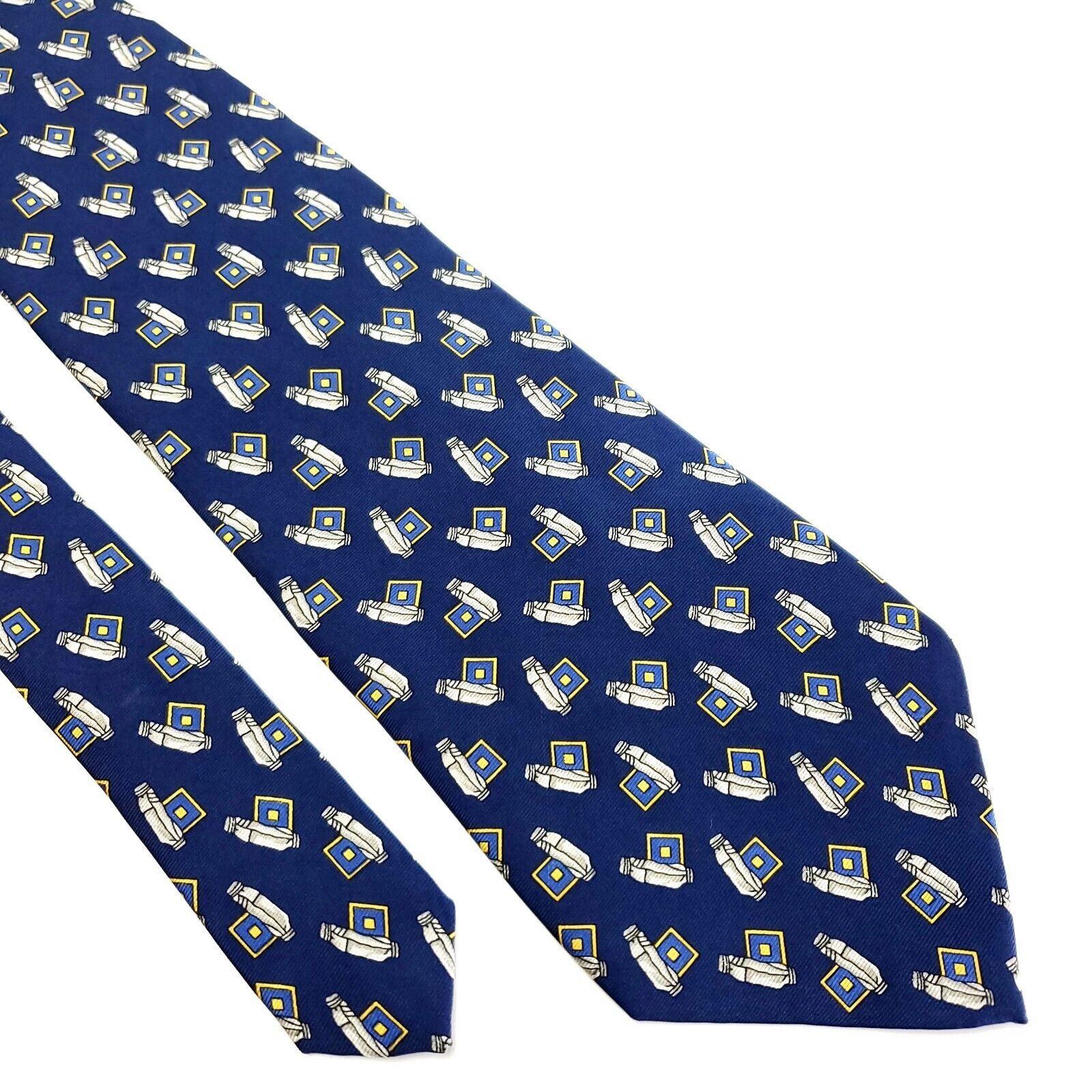Ralph Lauren Chaps Ralph Lauren Silk Tie Print Blue Short Wide Size ONE SIZE - 1 Thumbnail