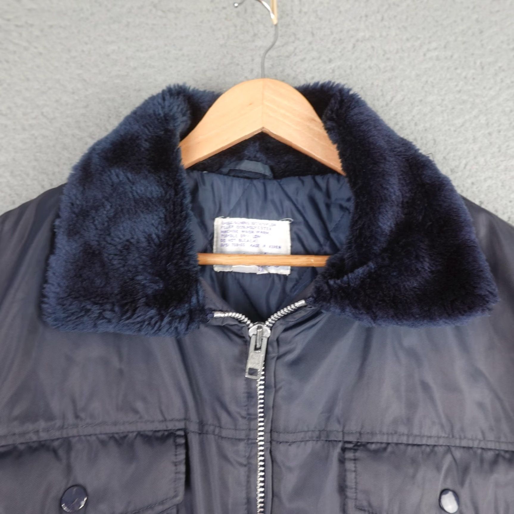 Sears VINTAGE Sears Bomber Jacket Mens XLTall Navy Fur Trim Full Zip 80s Outdoor Workwear Size US XL / EU 56 / 4 - 5 Thumbnail