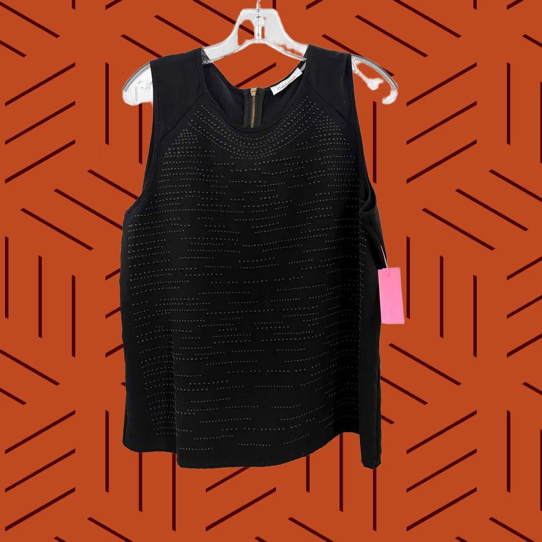 Calvin Klein Pre-Owned Calvin Klein Black Size Large Beaded Sleeveless Top Size L / US 10 / IT 46 - 1 Thumbnail