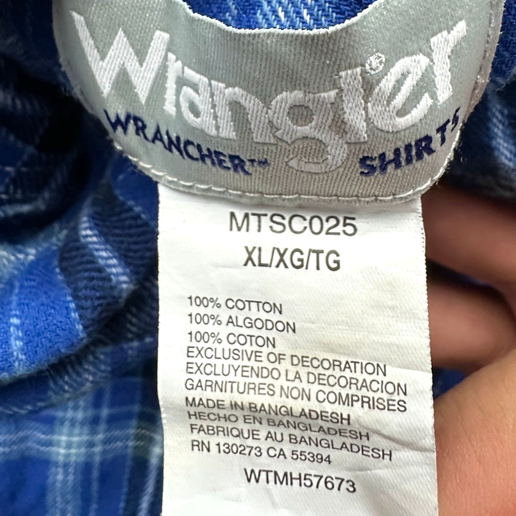 Wrangler Wrangler Pearl Snap Plaid Flannel Shirt Mens XL Long Sleeve Pockets Blue Black Size US XL / EU 56 / 4 - 3 Thumbnail