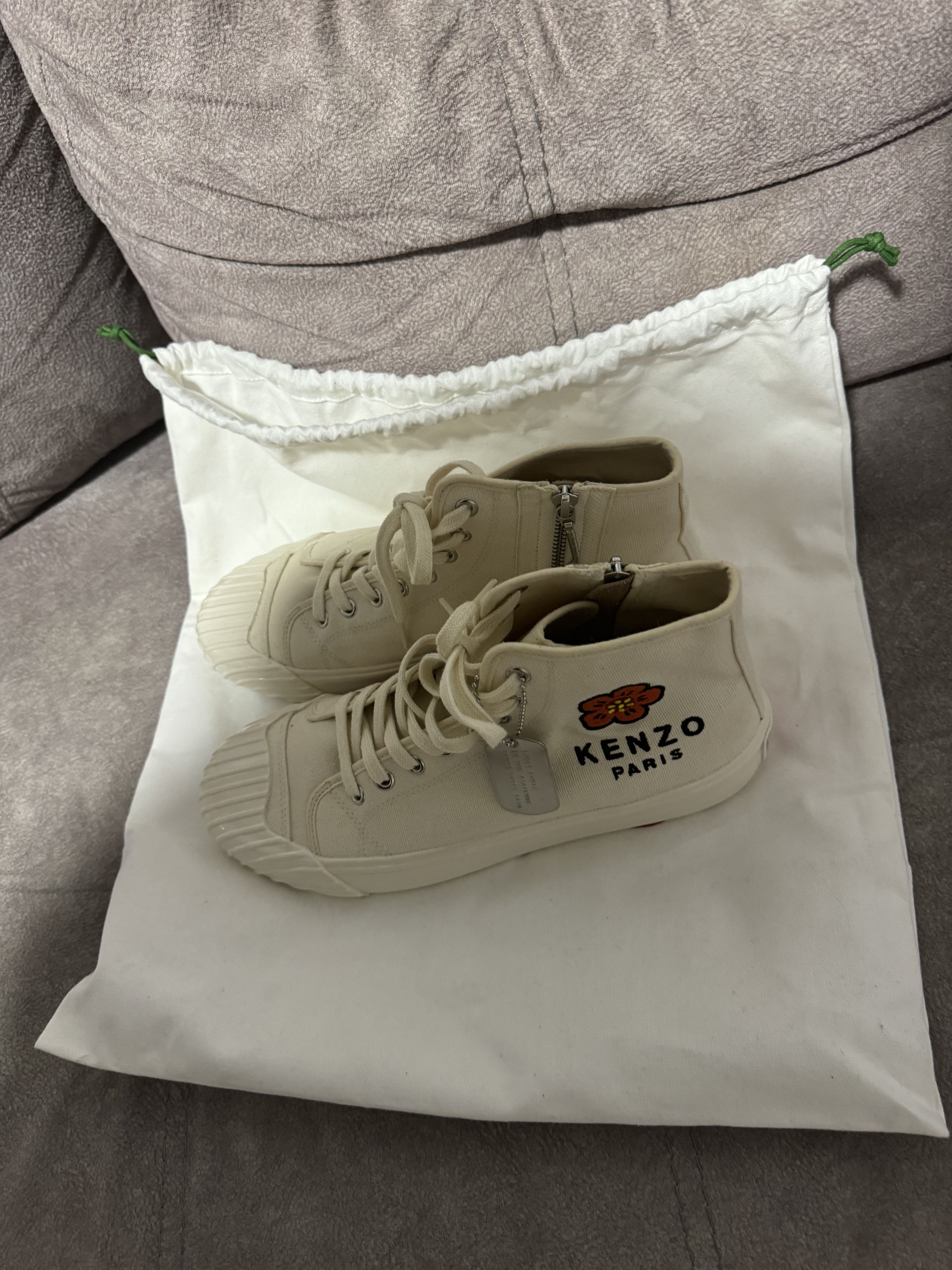 Kenzo Kenzo Kenzoschool High-Top Trainers - Cream White Size US 9 / EU 42 - 1 Thumbnail