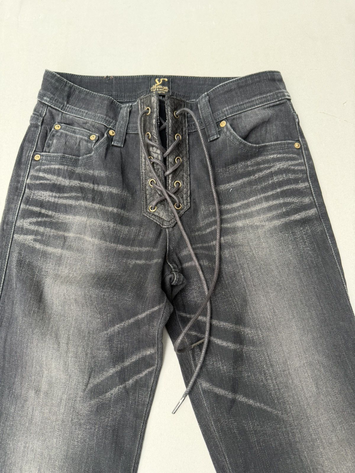 Japanese Brand VIENUS Lace up flare jeans Size US 27 - 2 Thumbnail