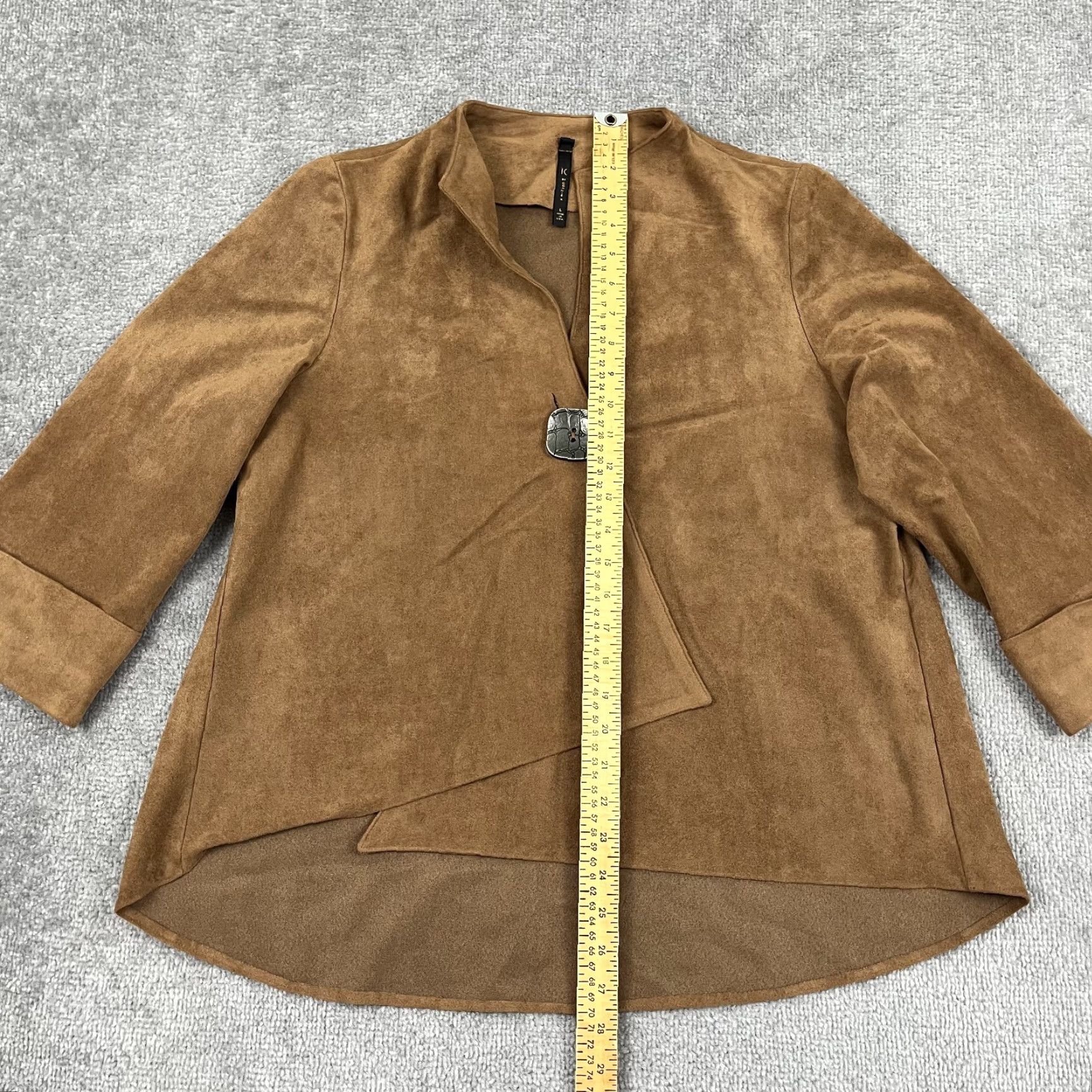 Vintage IC by CONNIE K Jacket Womens Large Brown Faux Suede Swing Asymmetric One Button Jacket Size L / US 10 / IT 46 - 4 Thumbnail
