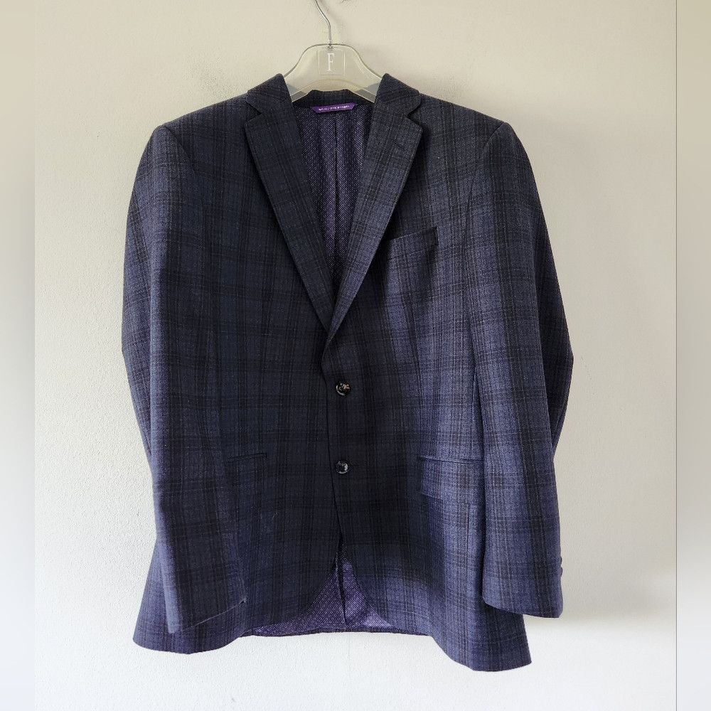 Ted Baker TED BAKER |JAY Textured Woven Wool Suit Jacket Blazer Navy Size 40S - 2 Thumbnail