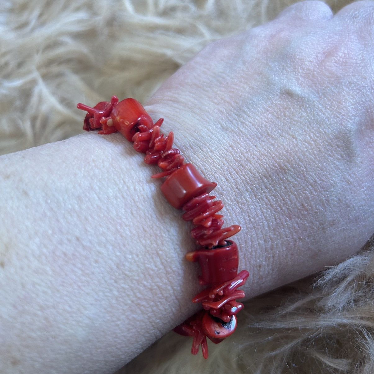 Vintage Vintage genuine rough red coral beaded toggle bracelet Size ONE SIZE - 6 Thumbnail