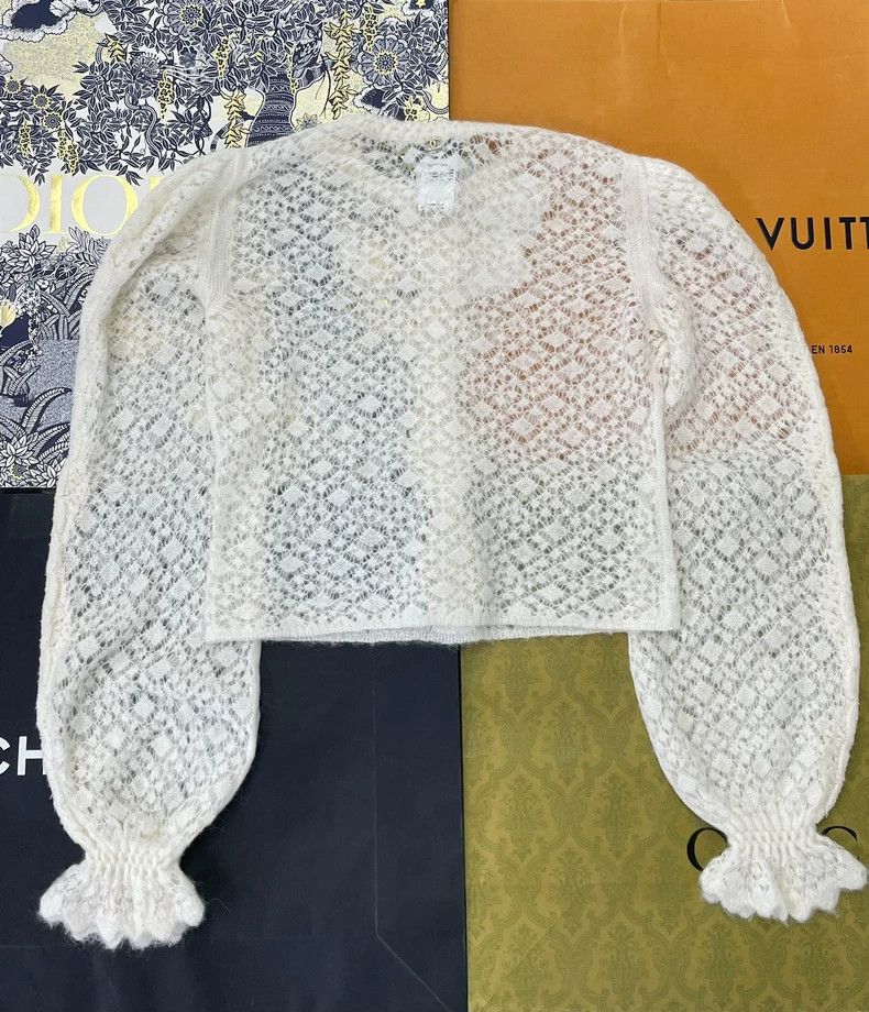 Chanel chanel 23K white hollow knitted long sleeves Size XS / US 0-2 / IT 36-38 - 2 Thumbnail