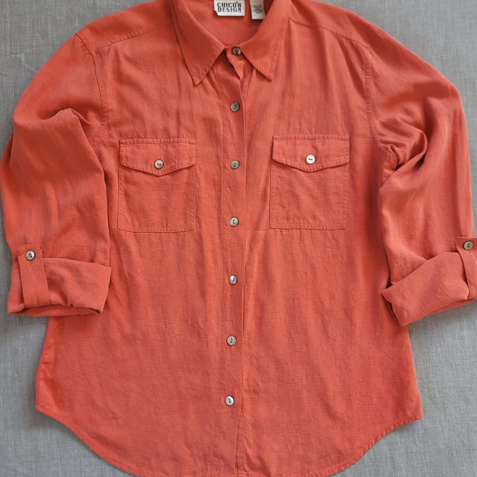 Chicos Chico's Design Coral 100% Silk Blouse Coastal Sz 0 (US 4) Size S / US 4 / IT 40 - 8 Thumbnail