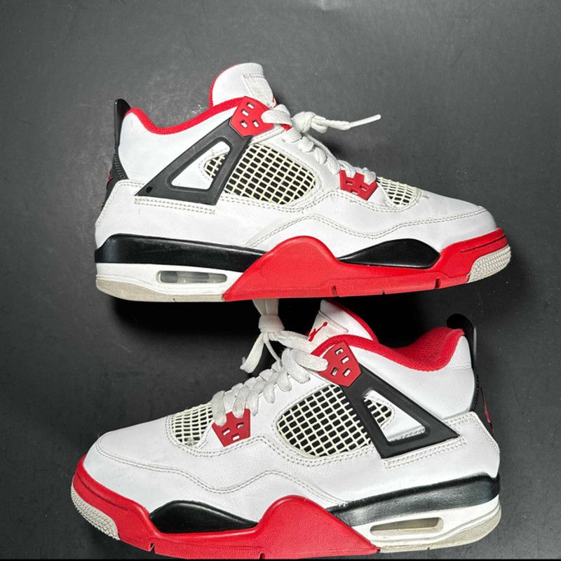 image of Air Jordan 4 Retro OG Gs 'fire Red' 2020 Shoe Size 7 in White, Men's