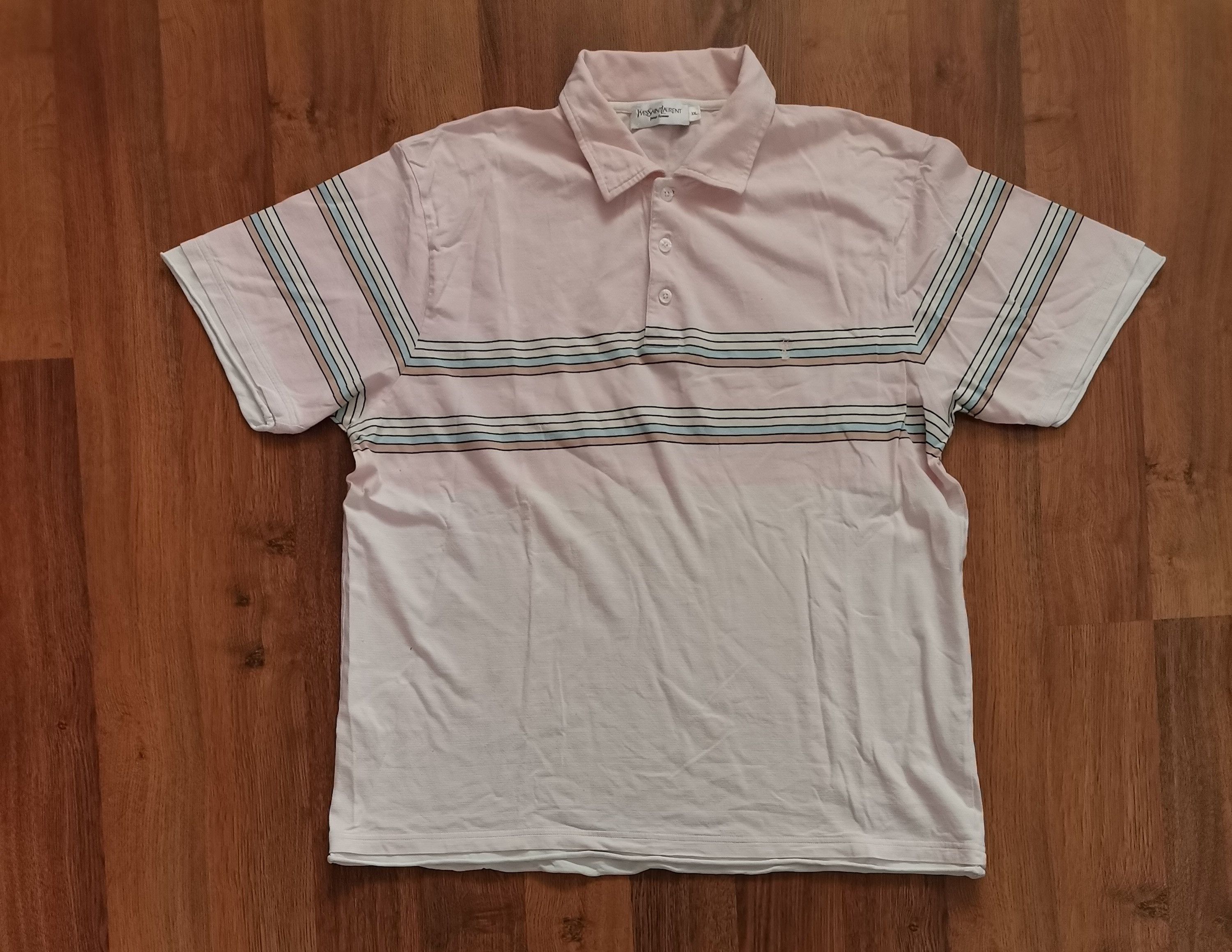 Vintage × Yves Saint Laurent Vintage Yves Saint Laurent Striped Polo Size US XL / EU 56 / 4 - 1 Thumbnail