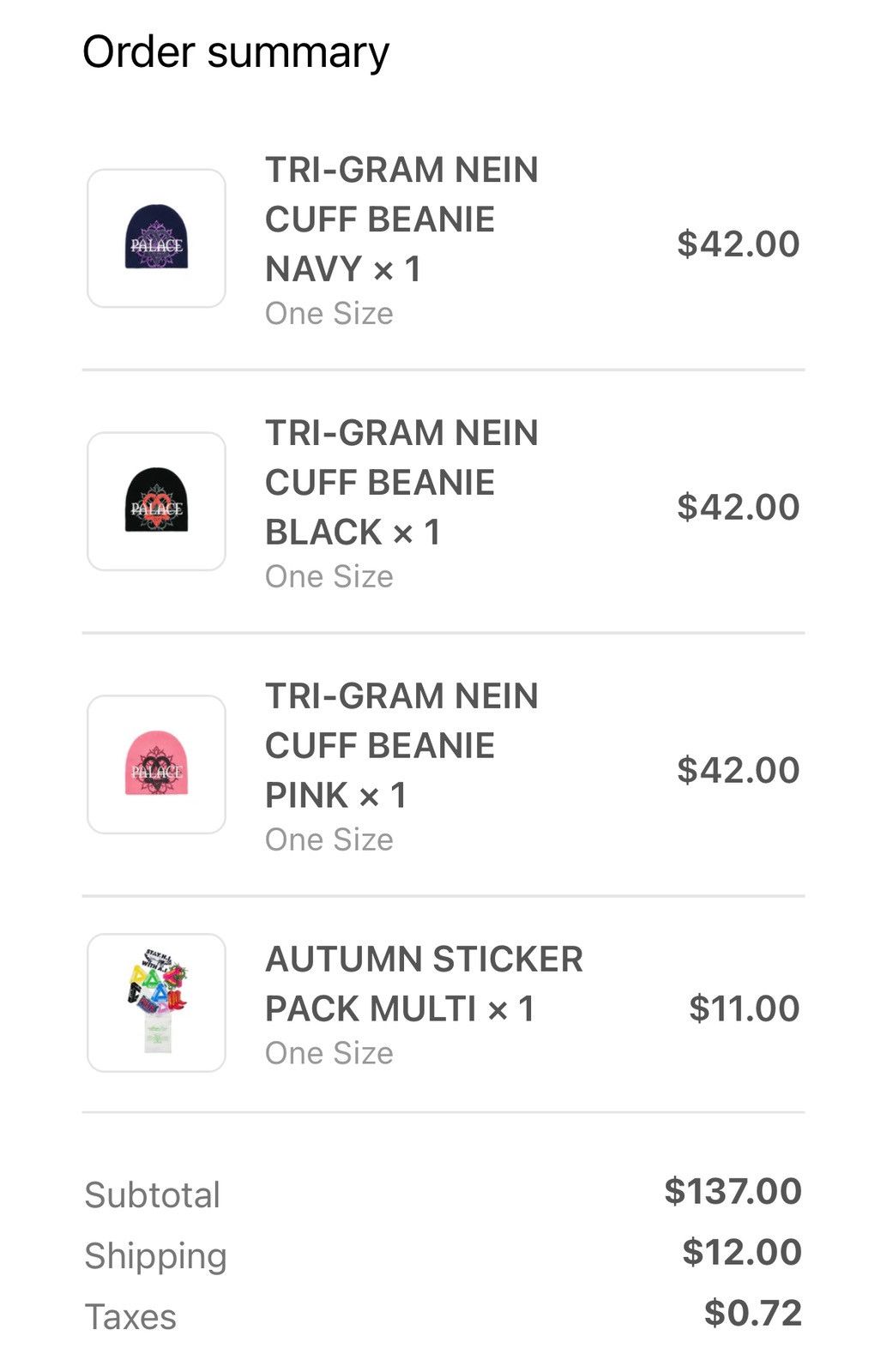 Palace Palace Tri-Gram Nein Cuff Beanie Pink Size ONE SIZE - 9 Thumbnail