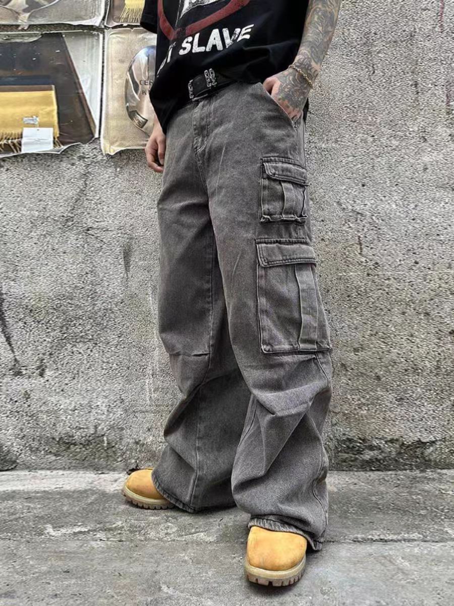 Japanese Brand × Jean Vintage Multi-Pocket Heavyweight Work Loose Jeans Size US 33 - 3 Thumbnail