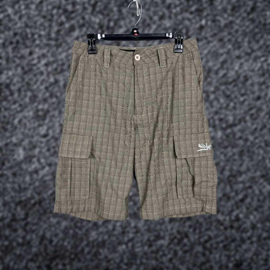 Quiksilver Quiksilver Cargo Shorts Men's 30 Beige Plaid Embroidered Poly Blend Y2K Poly Blend Cargo Shorts 30" Beige Mens Size US 30 / EU 46 - 1 Thumbnail