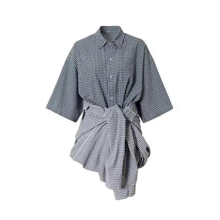 Vintage Patchwork Streetwear Plaid Oversize School Shirt Blouse Size US XXL / EU 58 / 5 - 5 Thumbnail