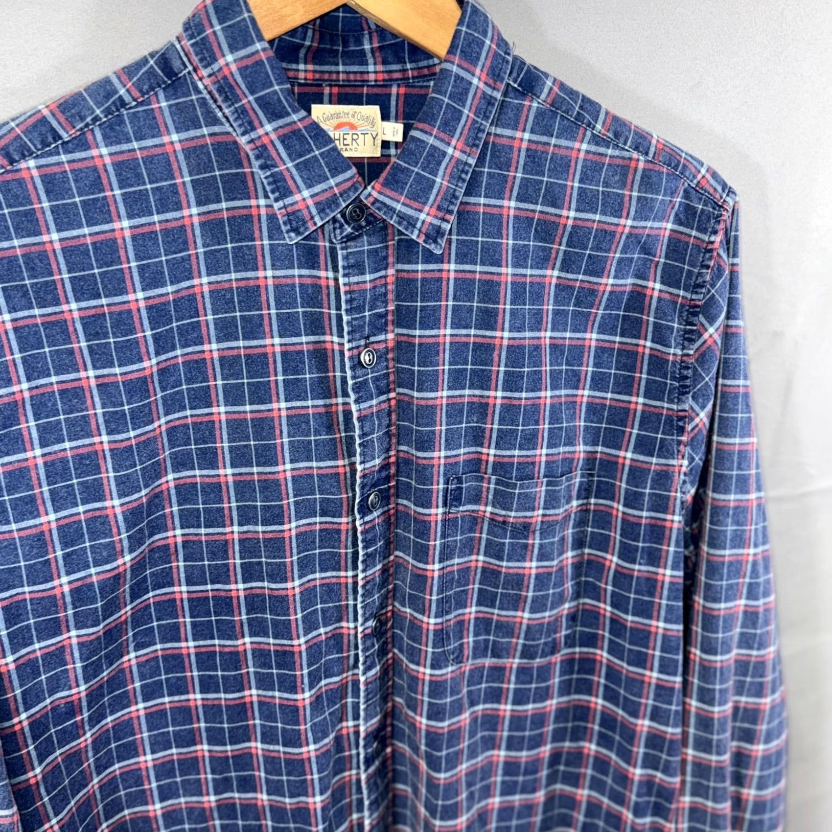 Faherty Faherty Shirt Mens L Blue Red Plaid Button-Down Indigo Dyed Long Sleeve Size US L / EU 52-54 / 3 - 3 Thumbnail