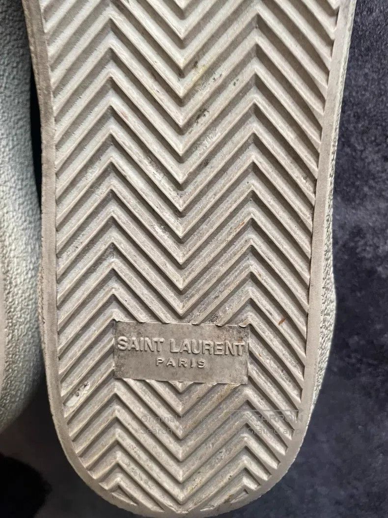 Saint Laurent Paris Saint Laurent Paris Black and Blue Slogan Embroidered Canv Size US 10 / EU 43 - 6 Thumbnail