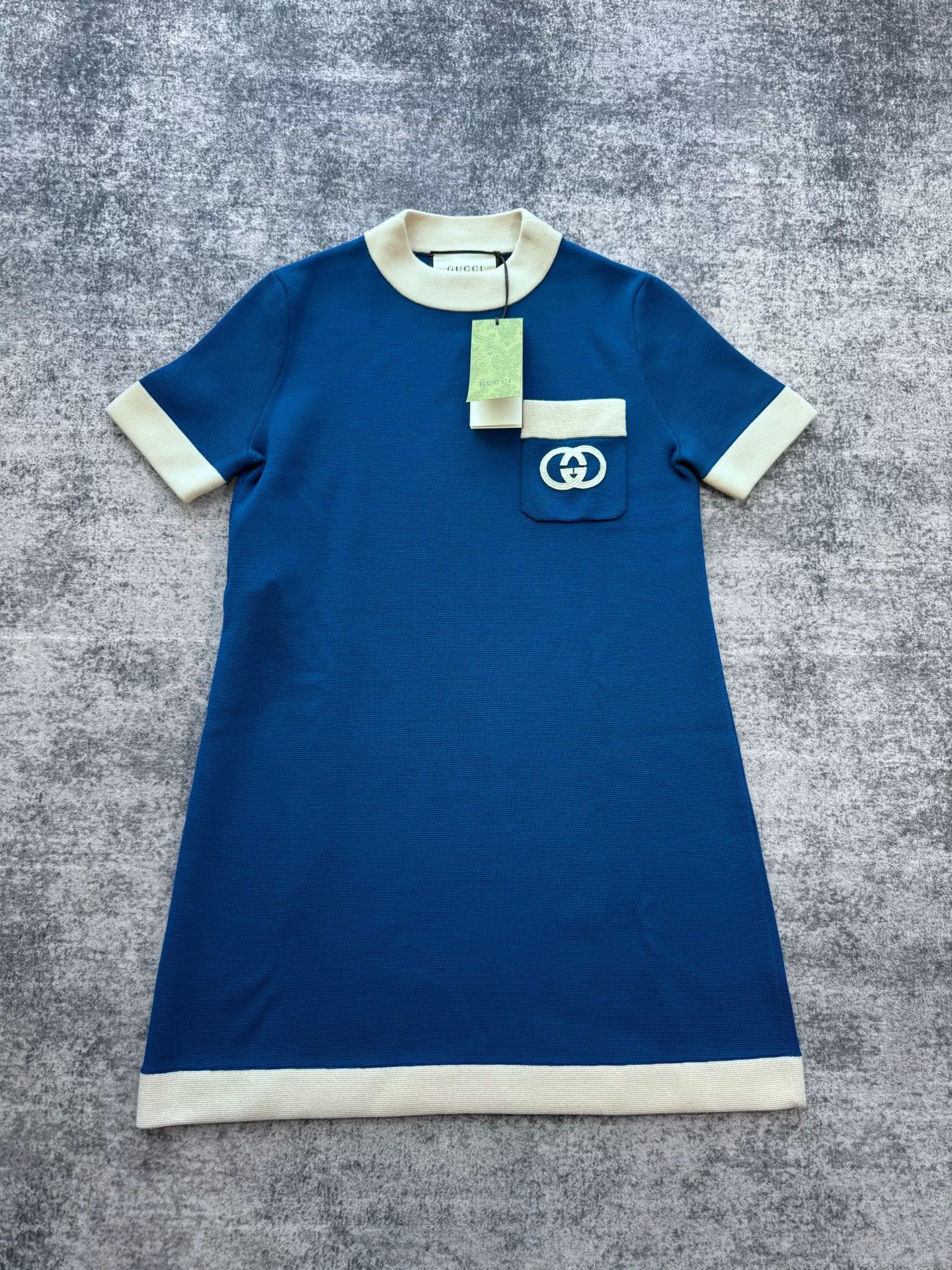 Gucci gucci blue and white knitted short dress Size S / US 4 / IT 40 - 1 Thumbnail