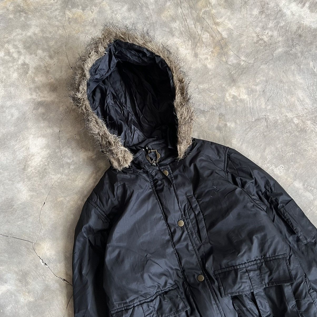 Japanese Brand 2000s Mimigue Radieux Vkei Style Bomber Fur Hooded Jacket Size M / US 6-8 / IT 42-44 - 2 Thumbnail