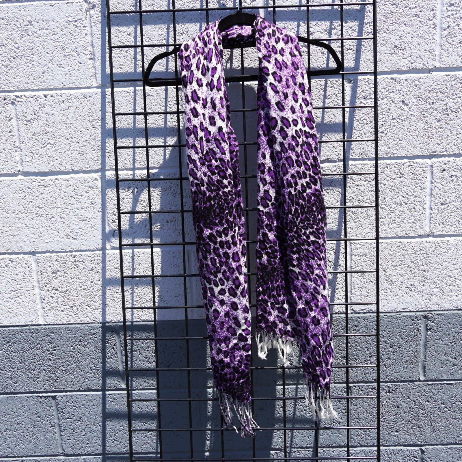 Other Purple Cat Leopard Print Pashmina Scarf Shawl Scarve 67”x26” Size ONE SIZE - 1 Thumbnail