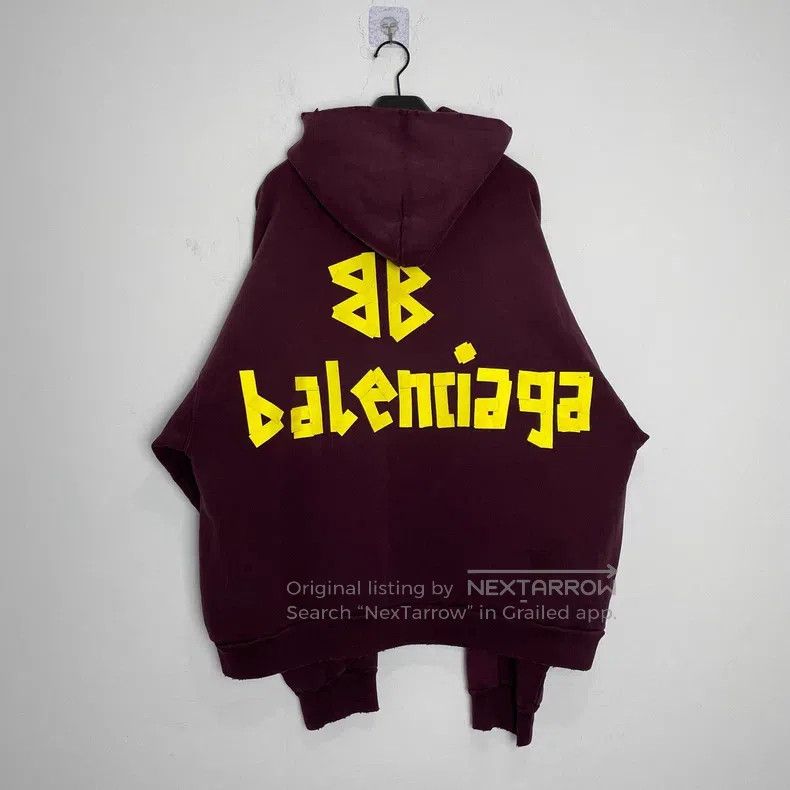 Balenciaga Balenciaga Faded Tape Sweatshirt Wine Red Size US S / EU 44-46 / 1 - 2 Thumbnail