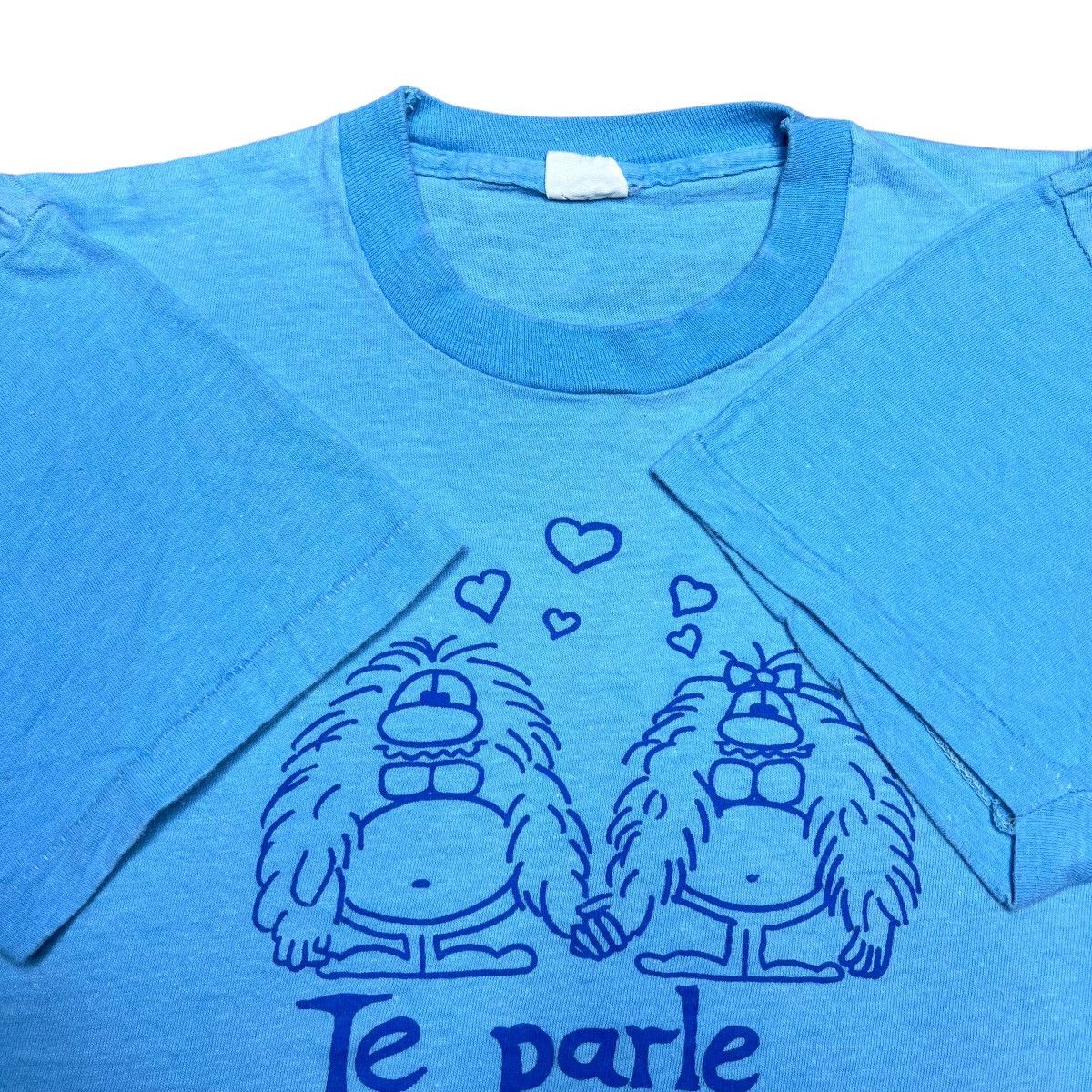 Vintage 70s I Speak French The Language Of Love Monsters Graphic Tee Size US S / EU 44-46 / 1 - 2 Thumbnail