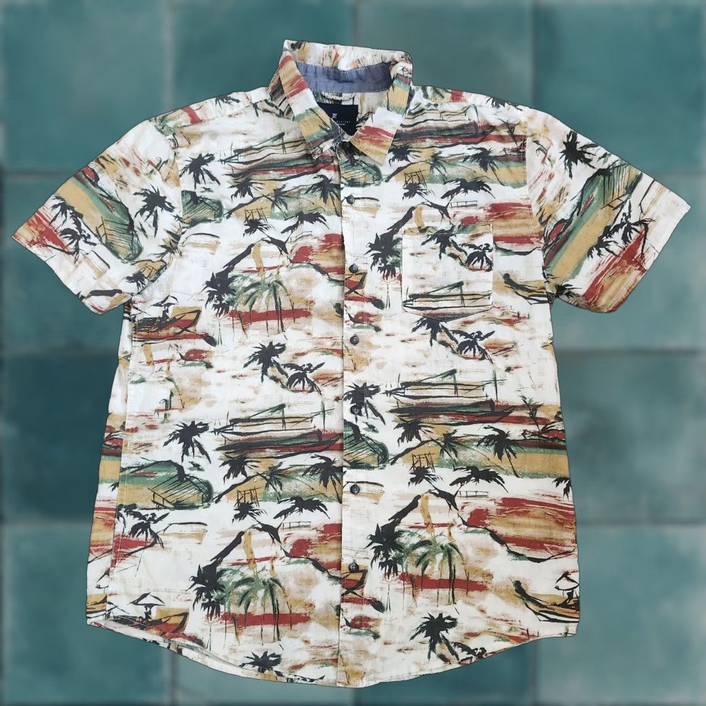 Roark Roark Revival Mens XL Button-Up Short Sleeve Shirt Tropical Palm Print Multicolor Cotton Regular Handcrafted? Size US XL / EU 56 / 4 - 1 Thumbnail