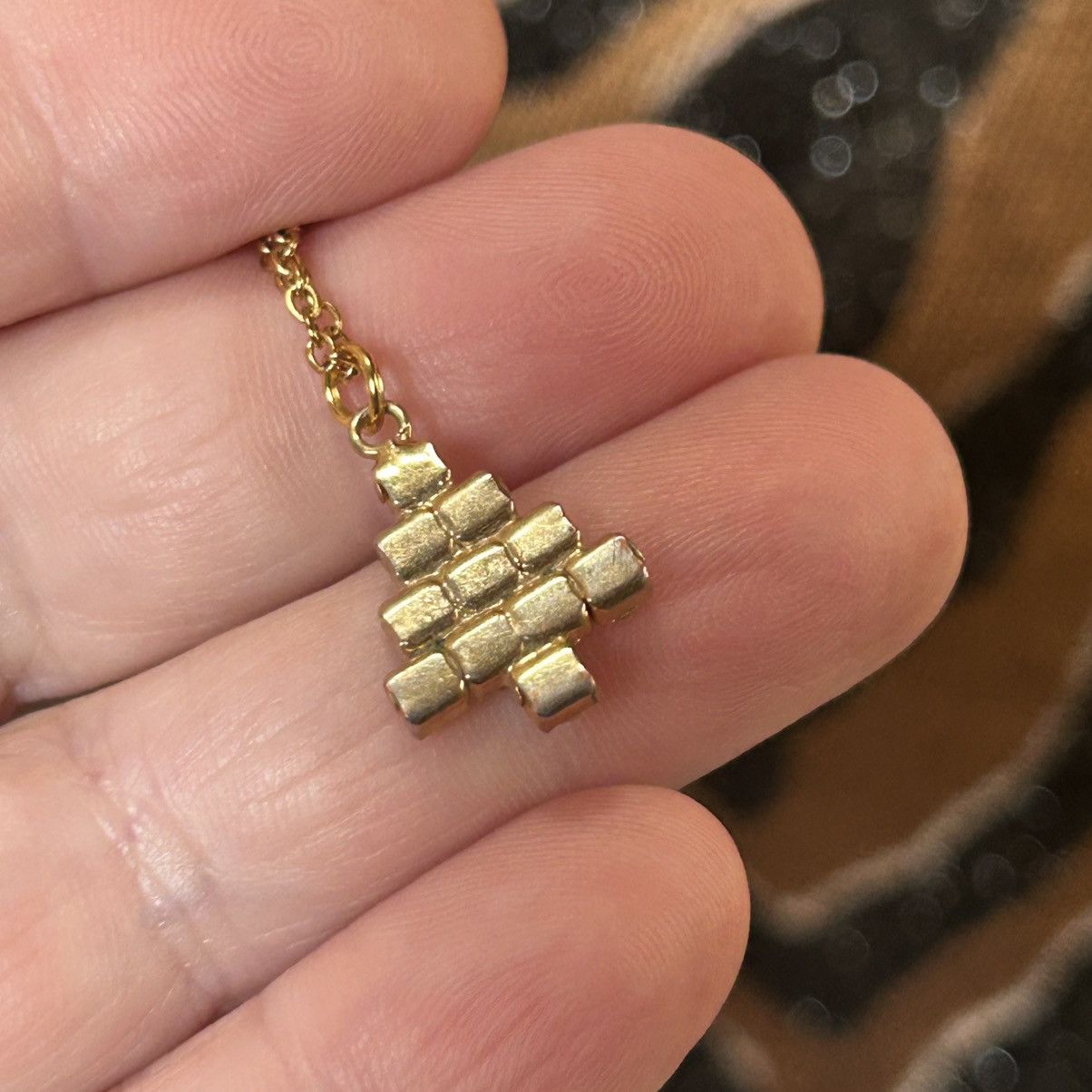 Handmade Vintage glass stone Christmas tree pendant on chain necklace Size ONE SIZE - 6 Thumbnail