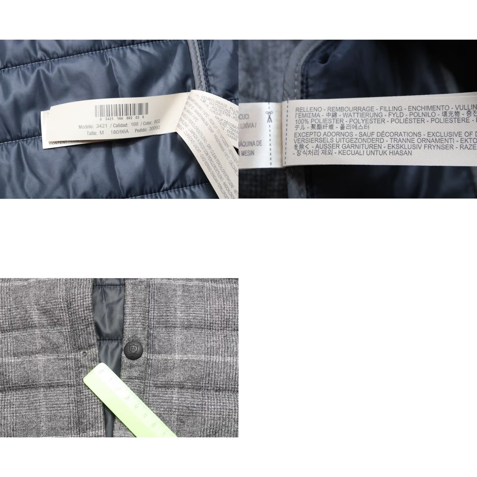 Massimo Dutti Massimo Dutti Jacket Men's Quilted Medium Inner Pockets Snap Buttons Grey Check Wool Padded Lined Regular Size US M / EU 48-50 / 2 - 8 Thumbnail